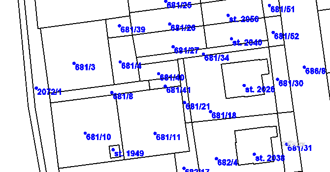 Parcela st. 681/41 v KÚ Nové Město nad Metují, Katastrální mapa