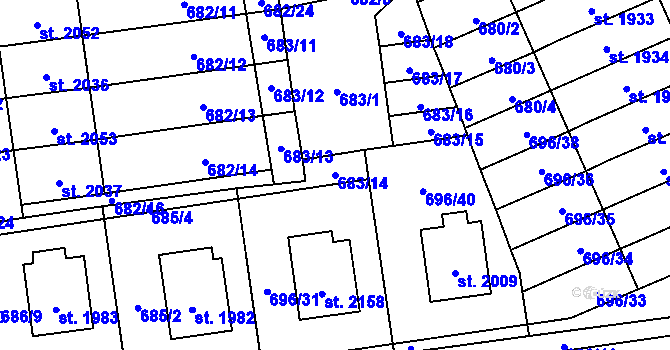 Parcela st. 683/14 v KÚ Nové Město nad Metují, Katastrální mapa