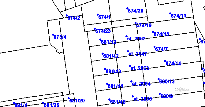 Parcela st. 681/42 v KÚ Nové Město nad Metují, Katastrální mapa
