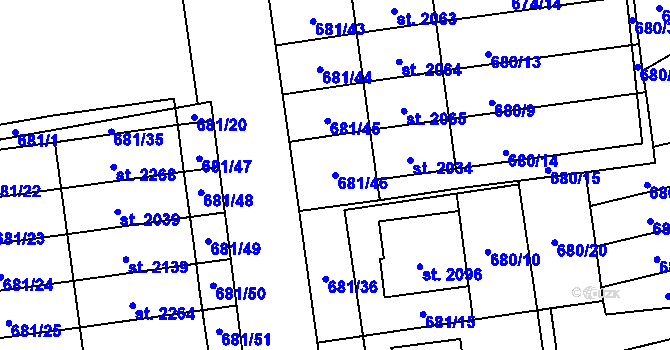 Parcela st. 681/46 v KÚ Nové Město nad Metují, Katastrální mapa