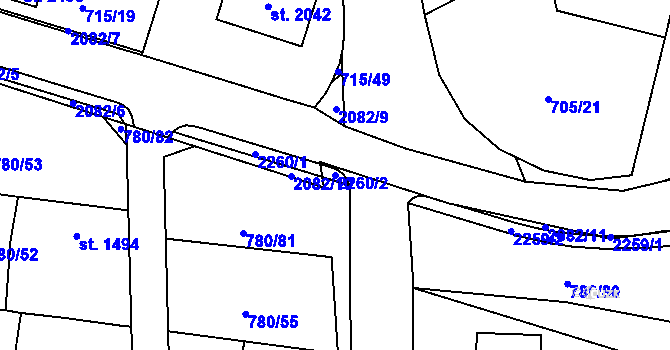 Parcela st. 2260/2 v KÚ Nové Město nad Metují, Katastrální mapa