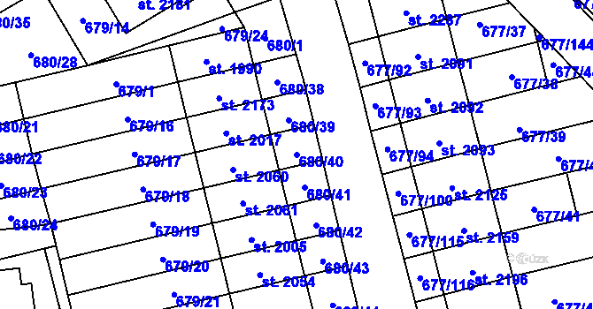 Parcela st. 680/40 v KÚ Nové Město nad Metují, Katastrální mapa