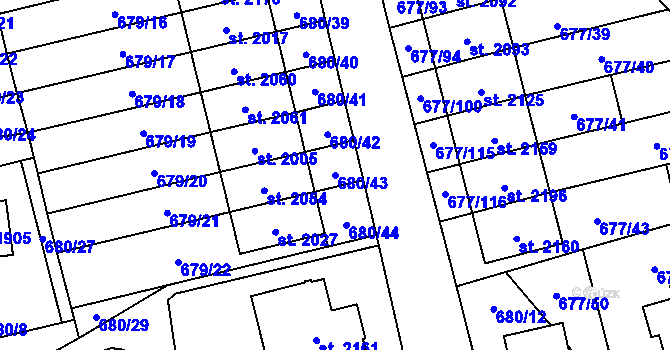 Parcela st. 680/43 v KÚ Nové Město nad Metují, Katastrální mapa