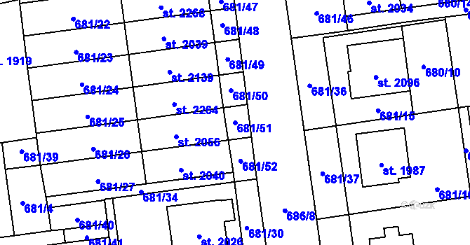 Parcela st. 681/51 v KÚ Nové Město nad Metují, Katastrální mapa