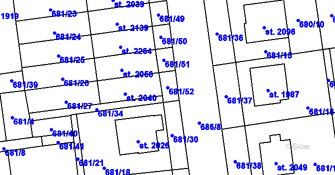 Parcela st. 681/52 v KÚ Nové Město nad Metují, Katastrální mapa