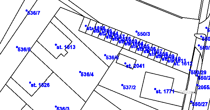 Parcela st. 536/6 v KÚ Nové Město nad Metují, Katastrální mapa
