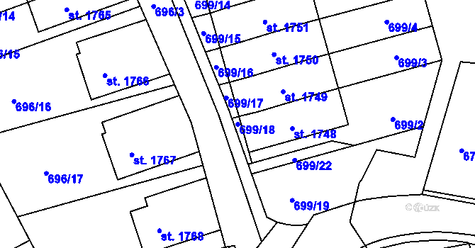 Parcela st. 699/18 v KÚ Nové Město nad Metují, Katastrální mapa