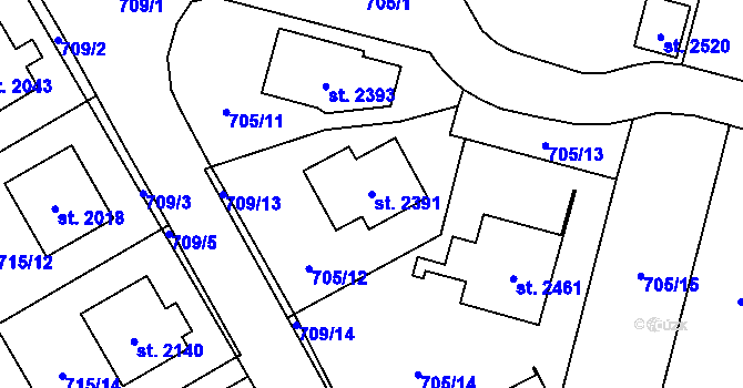 Parcela st. 2391 v KÚ Nové Město nad Metují, Katastrální mapa