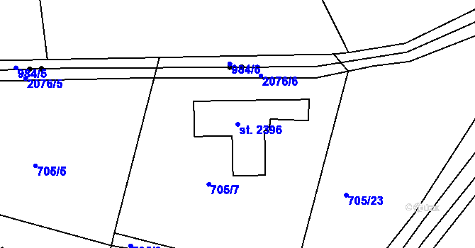 Parcela st. 2396 v KÚ Nové Město nad Metují, Katastrální mapa