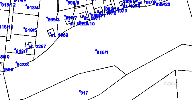 Parcela st. 916/1 v KÚ Nové Město nad Metují, Katastrální mapa