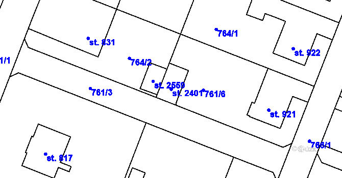 Parcela st. 2401 v KÚ Nové Město nad Metují, Katastrální mapa