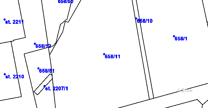 Parcela st. 658/11 v KÚ Nové Město nad Metují, Katastrální mapa