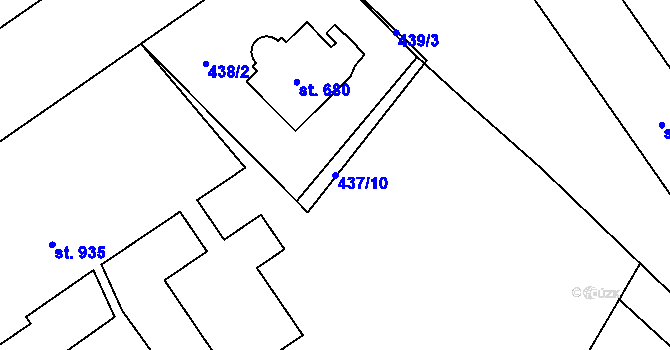 Parcela st. 437/10 v KÚ Nové Město nad Metují, Katastrální mapa