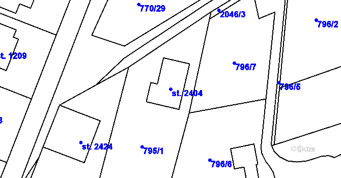 Parcela st. 2404 v KÚ Nové Město nad Metují, Katastrální mapa