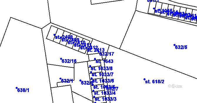 Parcela st. 632/17 v KÚ Nové Město nad Metují, Katastrální mapa