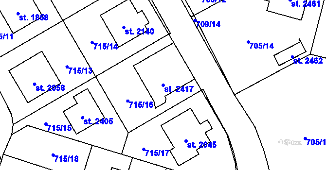 Parcela st. 2417 v KÚ Nové Město nad Metují, Katastrální mapa