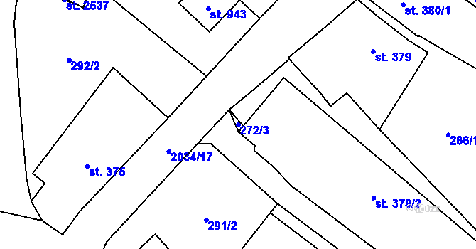 Parcela st. 272/3 v KÚ Nové Město nad Metují, Katastrální mapa