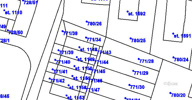 Parcela st. 771/43 v KÚ Nové Město nad Metují, Katastrální mapa
