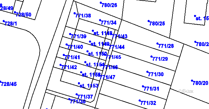 Parcela st. 771/45 v KÚ Nové Město nad Metují, Katastrální mapa