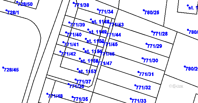 Parcela st. 771/46 v KÚ Nové Město nad Metují, Katastrální mapa