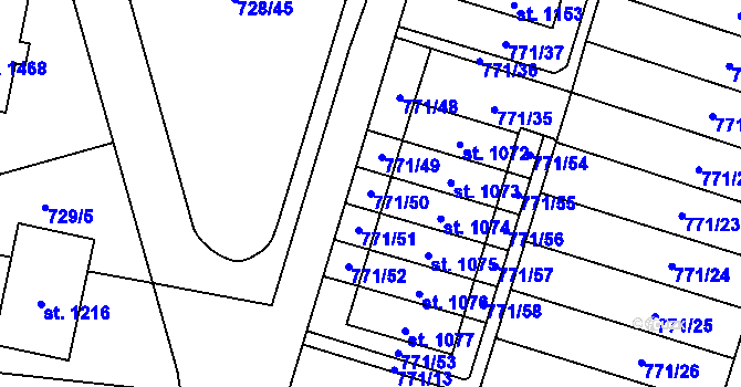 Parcela st. 771/50 v KÚ Nové Město nad Metují, Katastrální mapa