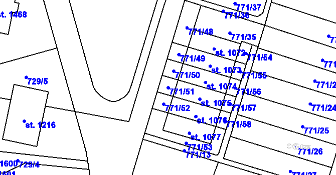Parcela st. 771/51 v KÚ Nové Město nad Metují, Katastrální mapa
