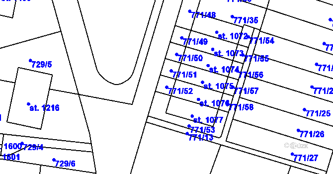 Parcela st. 771/52 v KÚ Nové Město nad Metují, Katastrální mapa