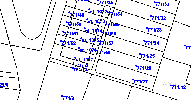 Parcela st. 771/58 v KÚ Nové Město nad Metují, Katastrální mapa