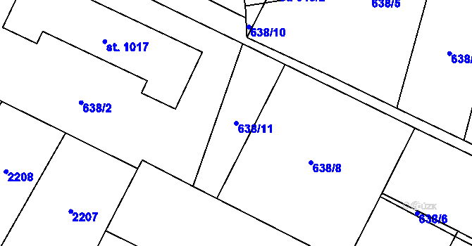 Parcela st. 638/11 v KÚ Nové Město nad Metují, Katastrální mapa