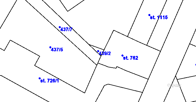 Parcela st. 439/2 v KÚ Nové Město nad Metují, Katastrální mapa