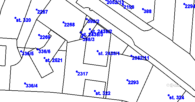 Parcela st. 2438/1 v KÚ Nové Město nad Metují, Katastrální mapa