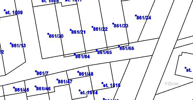Parcela st. 861/65 v KÚ Nové Město nad Metují, Katastrální mapa