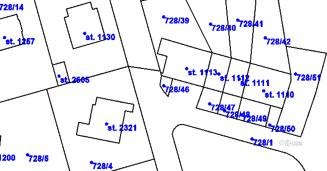 Parcela st. 728/46 v KÚ Nové Město nad Metují, Katastrální mapa