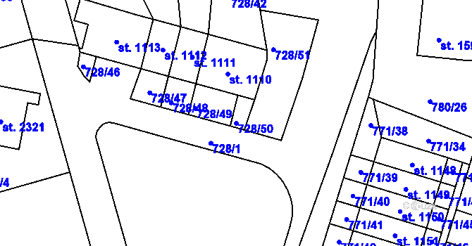 Parcela st. 728/50 v KÚ Nové Město nad Metují, Katastrální mapa