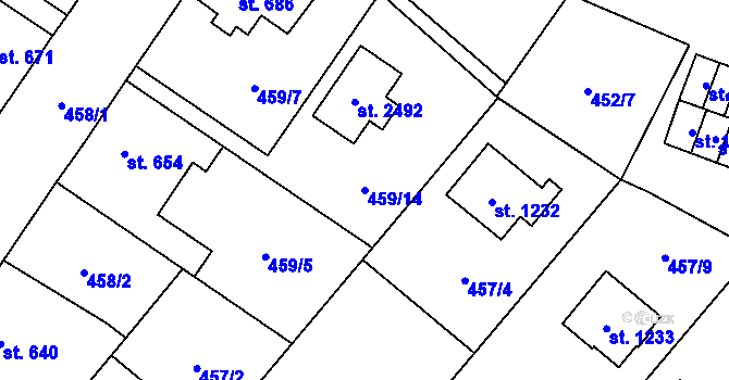 Parcela st. 459/14 v KÚ Nové Město nad Metují, Katastrální mapa