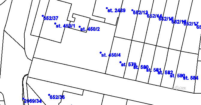 Parcela st. 450/4 v KÚ Nové Město nad Metují, Katastrální mapa