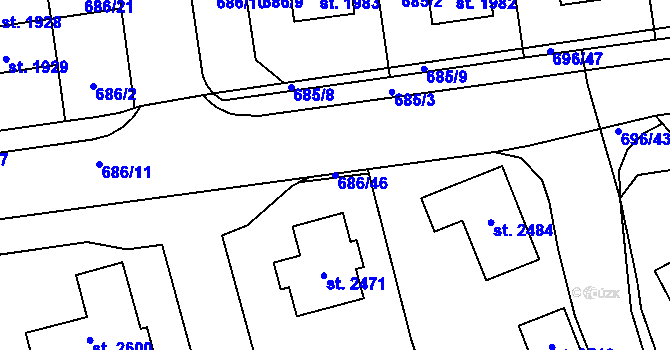 Parcela st. 686/46 v KÚ Nové Město nad Metují, Katastrální mapa