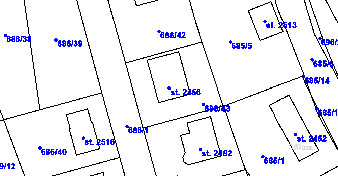 Parcela st. 2456 v KÚ Nové Město nad Metují, Katastrální mapa