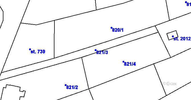 Parcela st. 821/3 v KÚ Nové Město nad Metují, Katastrální mapa