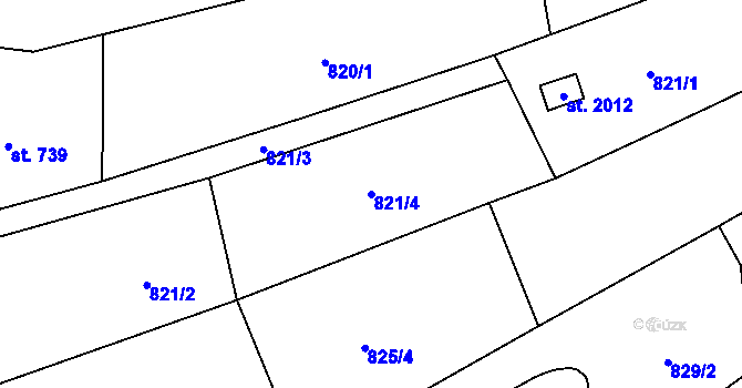 Parcela st. 821/4 v KÚ Nové Město nad Metují, Katastrální mapa