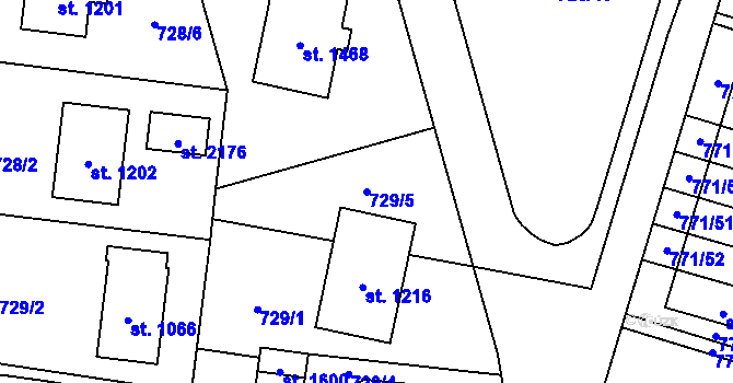 Parcela st. 729/5 v KÚ Nové Město nad Metují, Katastrální mapa