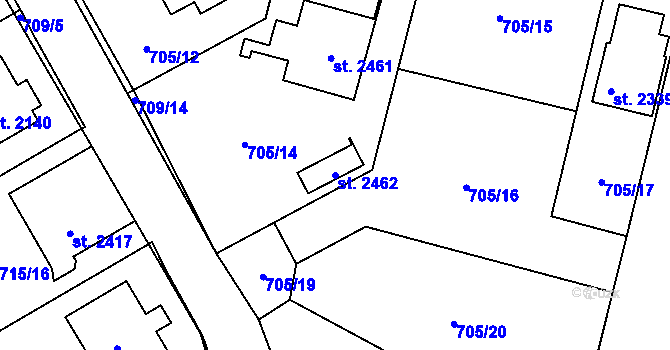 Parcela st. 2462 v KÚ Nové Město nad Metují, Katastrální mapa