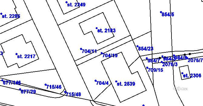 Parcela st. 704/19 v KÚ Nové Město nad Metují, Katastrální mapa