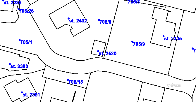Parcela st. 2520 v KÚ Nové Město nad Metují, Katastrální mapa