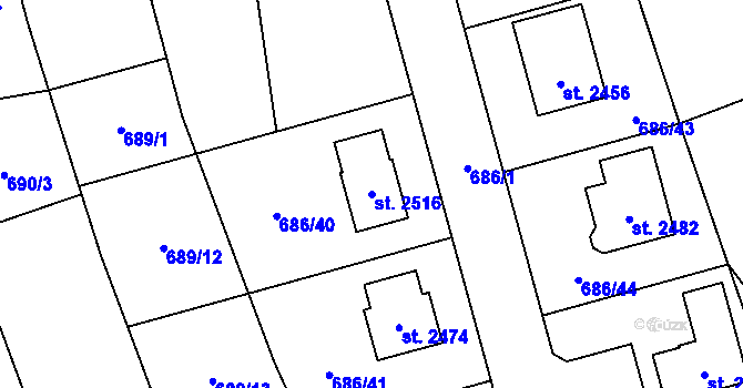 Parcela st. 2516 v KÚ Nové Město nad Metují, Katastrální mapa