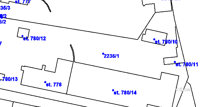 Parcela st. 2236/1 v KÚ Nové Město nad Metují, Katastrální mapa