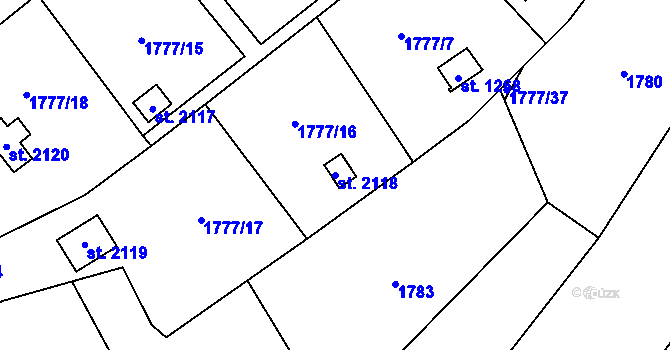 Parcela st. 2118 v KÚ Nové Město nad Metují, Katastrální mapa