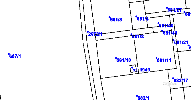 Parcela st. 681/53 v KÚ Nové Město nad Metují, Katastrální mapa