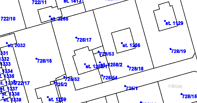 Parcela st. 728/53 v KÚ Nové Město nad Metují, Katastrální mapa