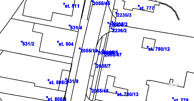 Parcela st. 2055/46 v KÚ Nové Město nad Metují, Katastrální mapa